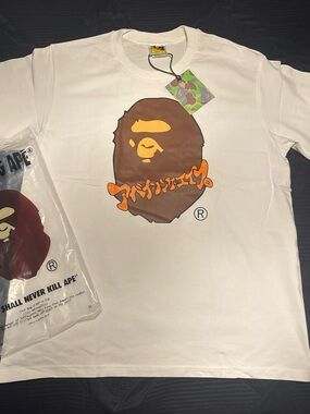 BAPE White Graphic Logo Tee
